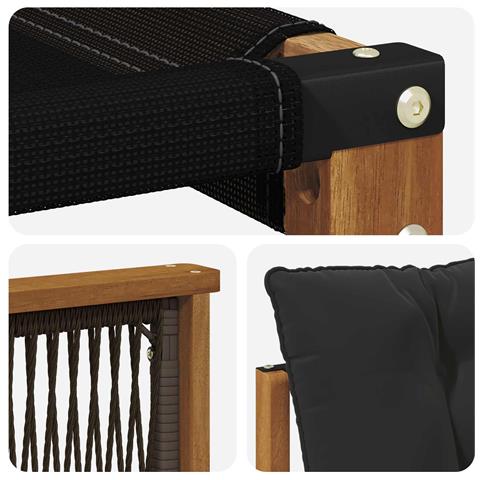 Set di divani da esterno con cuscino 6 pcs Naturale e Nero - Foto 9