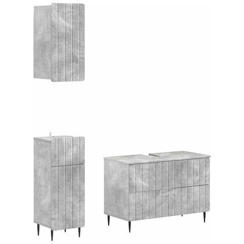 Set di armadietti da bagno in 3 pezzi ZWOLLE Grigio Cemento - Foto 1