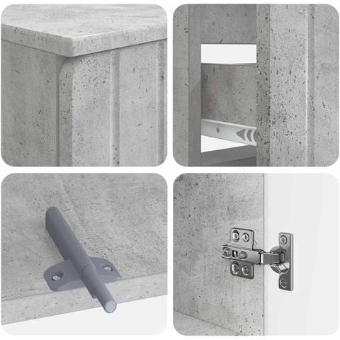 Set di armadietti da bagno in 3 pezzi ZWOLLE Grigio Cemento - Foto 10