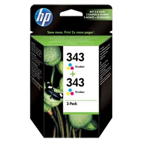 CB332EE Cartuccia Ink Originale 343 a Colori per HP DesignJet 6520/6540D Capacità 660 Pagine Confezione 2 pezzi - Foto 2