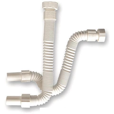 Flessibile Bellow Con Dado E Manicotto, Below Bianco Ceramica Dado Girevole 1'' Indeformabile E Armato Con Spirale Acciaio Lunghezza Mm. 300/600 - Foto 1