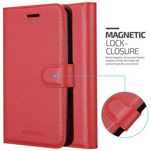 Custodia Compatibile Con Xiaomi Redmi Note 5a In Rosso Carminio - Coperchio Protettiva Con Chiusura Magnetica, Funzione Stand E Tasca Per Le Carte - Foto 7