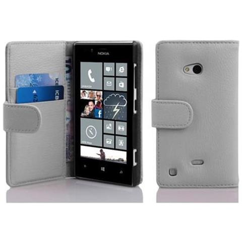 Custodia Compatibile Con Nokia Lumia 720 In Magnesio Bianco - Coperchio Protettivo In Ecopelle Testurizzata E Tasca Per Carte Di Credito - Foto 1