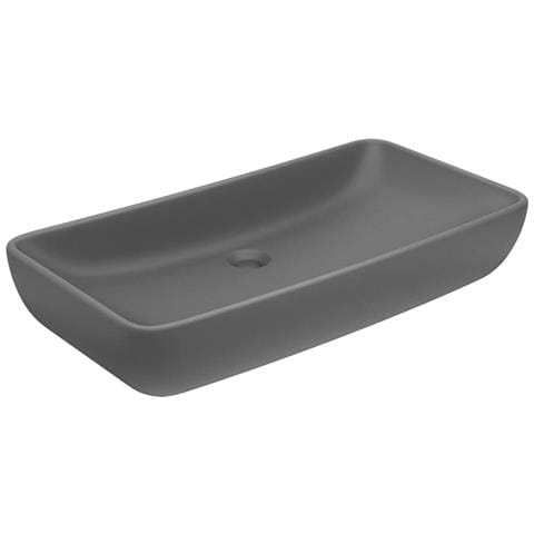 Lavabo Lusso Rettangolare Grigio Scuro Opaco 71x38 cm Ceramica - Foto 1
