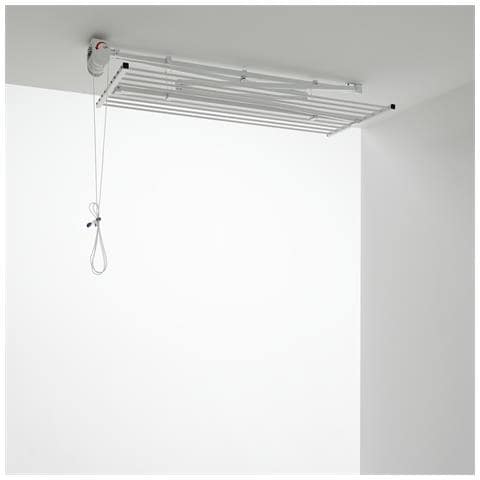 Stendibiancheria a soffitto, stendino Verticale saliscendi, stendipanni richiudibile in Alluminio e Acciaio 152x54x25 cm, Foxydry Mini 150 - Foto 2