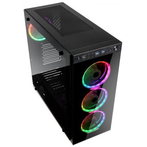 Case Horizon Middle Tower ATX, Micro-ATX, Mini-ITX 2 Porte USB 3.0 Colore Nero (Finestrato) - Foto 2