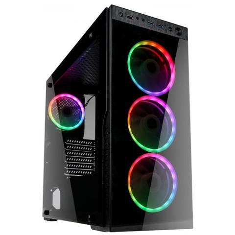 Case Horizon Middle Tower ATX, Micro-ATX, Mini-ITX 2 Porte USB 3.0 Colore Nero (Finestrato) - Foto 1