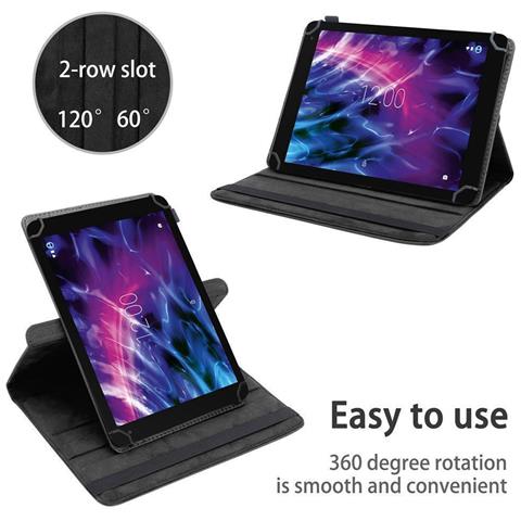 Custodia Per Tablet Compatibile Con Medion Lifetab X10607 In Nero - Coperchio Protettivo A 360 Gradi Fatto Di Finta Pelle Con Funzione Di Stand E Banda Elastica - Foto 2
