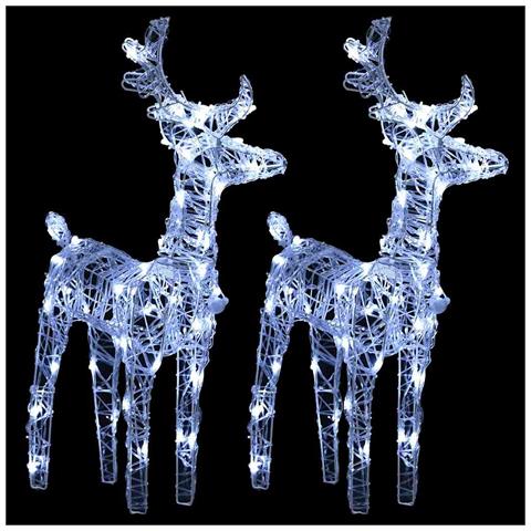 Renne di Natale 2 pz Bianco Freddo 80 LED in Acrilico - Foto 1