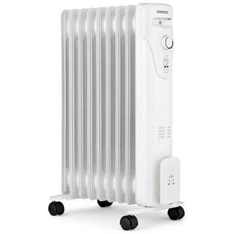 Radiatore Del Bagno Di Olio Elettrico - 2000 Watt - Oceanico - 3 Poteri - 9 Elementi - Mobile - Bianco - Foto 1