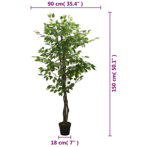 Albero Di Ficus Artificiale 756 Foglie 150 Cm Verde - Foto 8