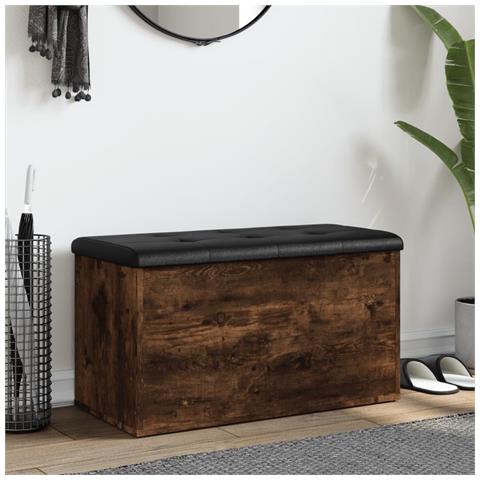 Panca Portaoggetti Rovere Fumo 82x42x45 Cm Legno Multistrato - Foto 3