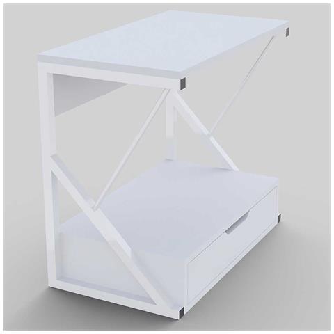 Scaffale Mensola Cucina Mobiletto Porta Microonde Cassetto Metallo Legno Bianco - Foto 2