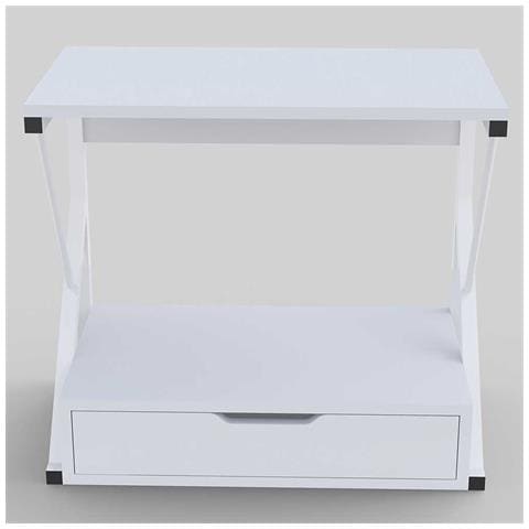 Scaffale Mensola Cucina Mobiletto Porta Microonde Cassetto Metallo Legno Bianco - Foto 4