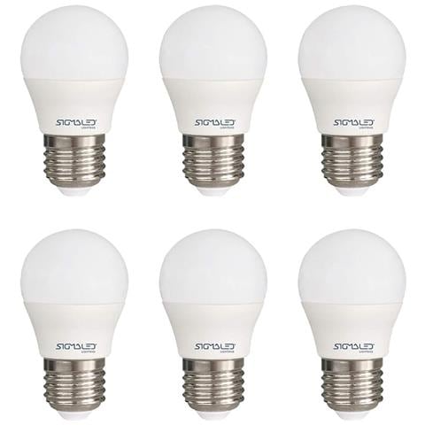 Pack 6 Pezzi Lampadina Led E27 6w (equivalente 50w) - Luce Bianca Calda 2800k - 480 Lumen - Classe Energetica A+ - Attacco Grande E27 - Mini Globo G45 - 45x78mm - Foto 1