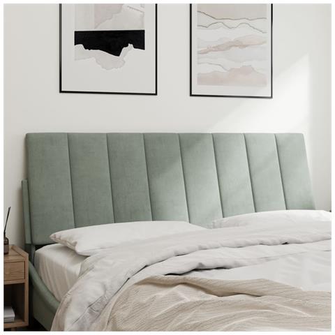 Cuscino Testiera Grigio Chiaro 140 Cm In Velluto - Foto 3