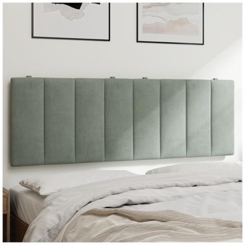 Cuscino Testiera Grigio Chiaro 140 Cm In Velluto - Foto 1