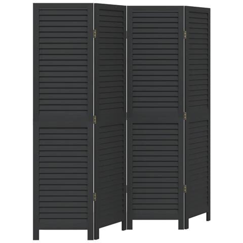 Divisorio Ambienti 4 Pannelli Nero Legno Massello Di Paulownia - Foto 1