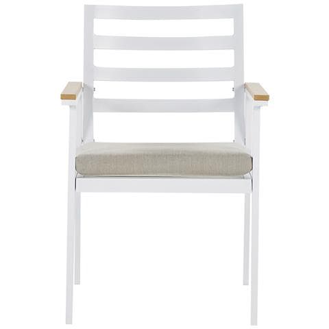 Set Di Tavolo E 4 Sedie Da Giardino Bianco Con Cuscini Beige Cavoli - Foto 2