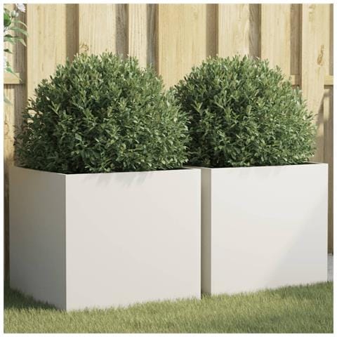 Fioriere 2 pz Bianche 49x47x46 cm in Acciaio - Foto 10