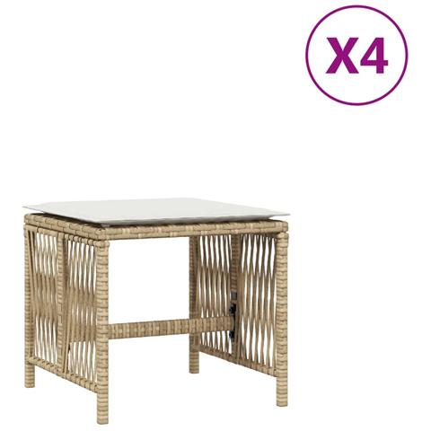 Sgabelli Giardino Con Cuscini 4pz Beige 41x41x36cm Polyrattan - Foto 2