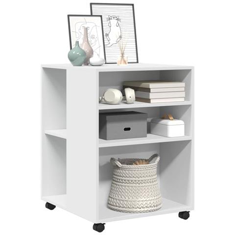 Tavolino Con Ruote Bianco 55x60x78 Cm In Truciolato - Foto 3