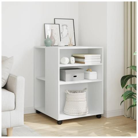 Tavolino Con Ruote Bianco 55x60x78 Cm In Truciolato - Foto 1