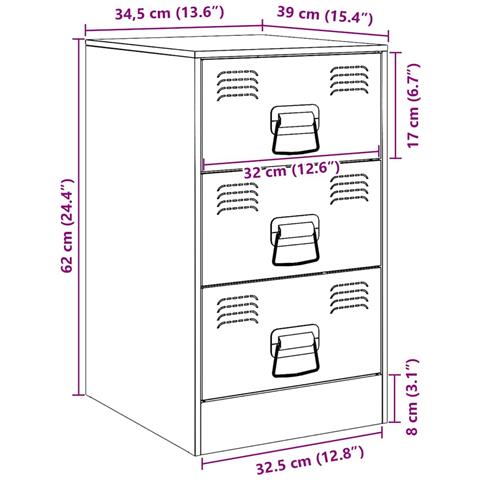 Comodini 2 Pz Neri 34,5x39x62 Cm In Acciaio - Foto 10