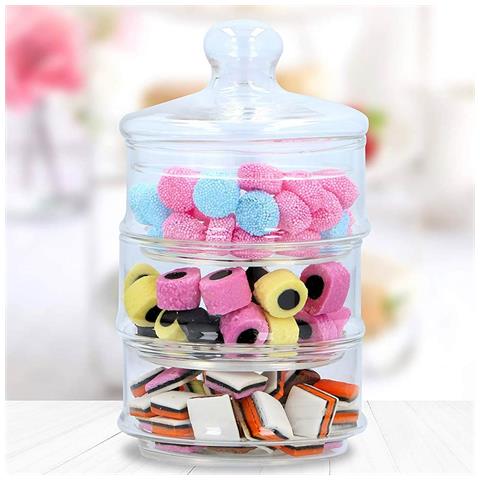 Barattolo 3 Livelli Porta Dolci Bon Bon Barattoli Impilabili in Vetro Confettata - Foto 1