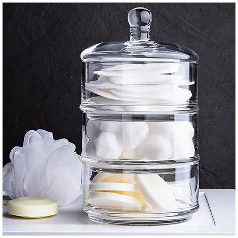 Barattolo 3 Livelli Porta Dolci Bon Bon Barattoli Impilabili in Vetro Confettata - Foto 5