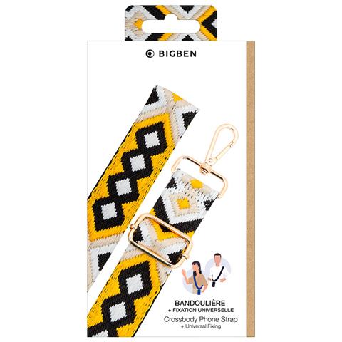 Tracolla Universale Per Telefono Modello Brasiliano Cinturino, Nero / Giallo - Foto 5