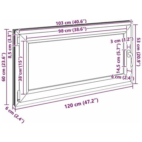 Finestra Seminterrato RISOR 120x60 cm Anta Ribalta DIN Sinistra - Foto 2