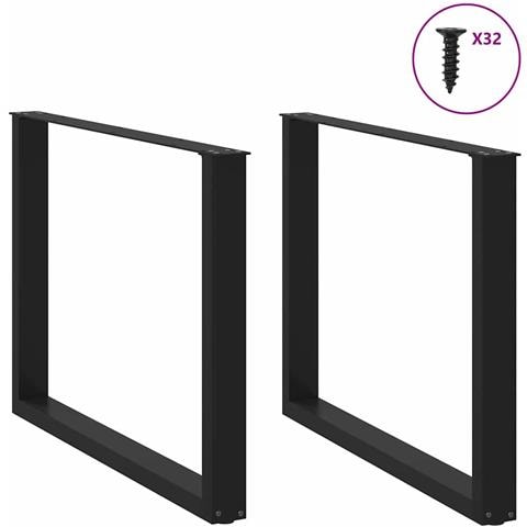 Gambe Tavolo Pranzo A U 2 Pz Nero 100x(72-73) Cm Acciaio - Foto 3