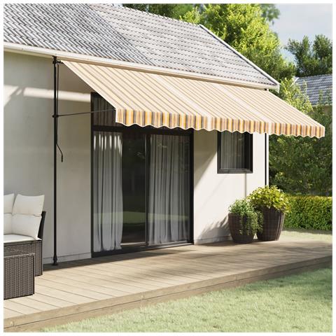 Tessuto Ricambio Per Mantovana Tenda Righe Giallo Grigio 4,5 M - Foto 1