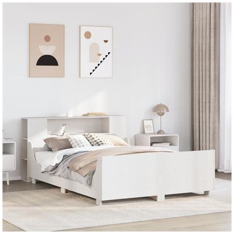 Letto Senza Materasso Bianco 120x190 Cm Legno Massello Di Pino - Foto 1
