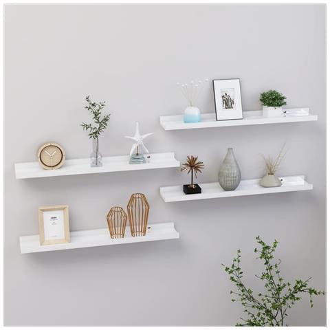 Lusso Casadino -  Mensole Da Parete 4 Pz Bianco Lucido 60x9x3 Cm - Foto 8
