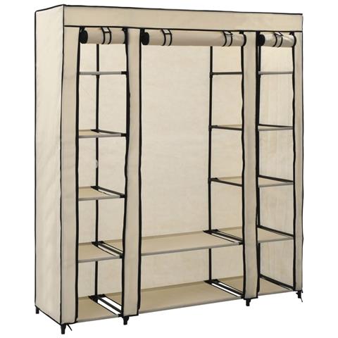 Lusso Casadino -  Armadio Con Scomparti E Aste Crema 150x45x176 Cm In Tessuto - Foto 2