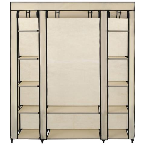 Lusso Casadino -  Armadio Con Scomparti E Aste Crema 150x45x176 Cm In Tessuto - Foto 1