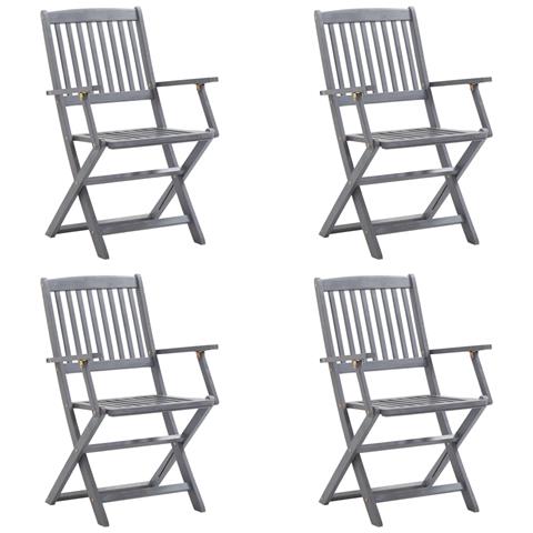 Sedie Da Giardino Pieghevoli 4pz Con Cuscini In Massello Acacia - Foto 1