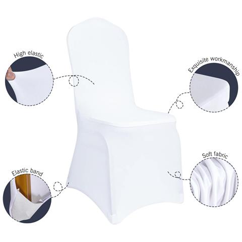 Coprisedie Elasticizzate Per Sedie Da Pranzo, Set Di 6 White - Foto 2
