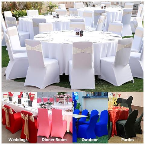 Coprisedie Elasticizzate Per Sedie Da Pranzo, Set Di 6 White - Foto 7