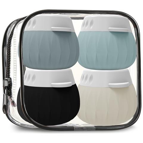 Barattoli Di Crema In Silicone Da Viaggio - Confezione Da 4 Antiperdita Black - Foto 1