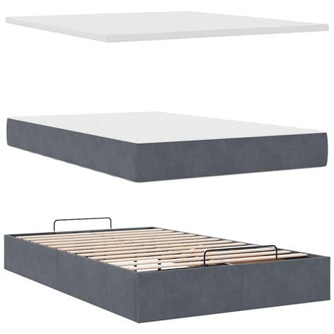 Pouf Letto con Materasso e LED Grigio Scuro 120x190cm Velluto - Foto 9