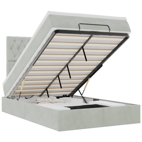 Struttura Letto Pouf con Materassi 120x200 cm Velluto - Foto 1