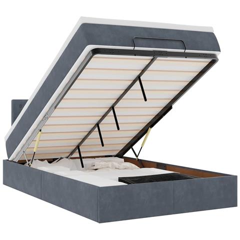 Struttura Letto Pouf con Materasso 120x200 cm Velluto - Foto 1