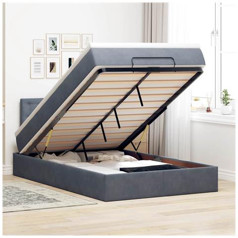 Struttura Letto Pouf con Materasso 120x200 cm Velluto - Foto 2