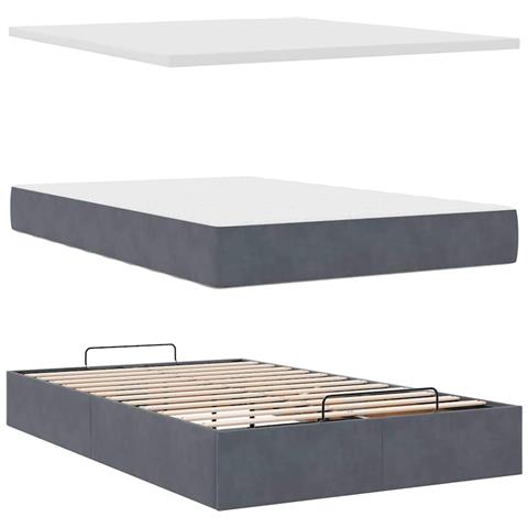 Struttura Letto Pouf con Materasso 120x200 cm Velluto - Foto 9