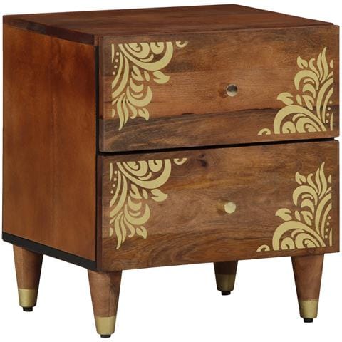 Comodini 2 pz 40x33,5x46 cm Legno Massello di Mango - Foto 2