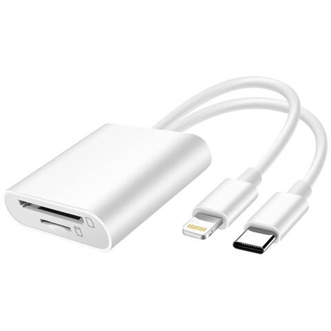 Lettore Schede Sd / Micro-sd Verso Usb-c / Lightning 480mbps, Bianco - Foto 1