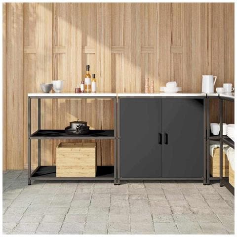 Set di Stoccaggio per Cucina 2 pcs Nero 180 x 50 x 92 cm - Foto 2